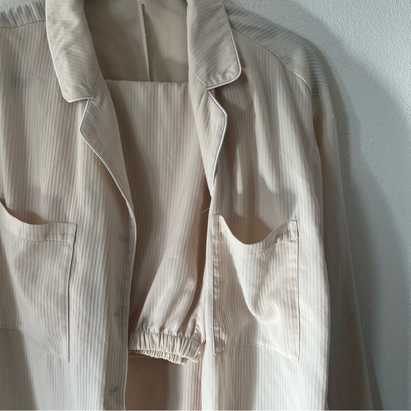 Nap Loungewear Small Cream Textured Pajama Set (Ivory-Cream w/ White Trim) - Picture 10 of 12